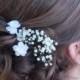 Small White Flower Hair Pins - Set of Two - Wedding, Bridal, Bridesmaids, Flower Girl