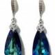 Something Blue Teal Bridal Earrings, Peacock Wedding, Swarovski Crystal Teardrop Dangle Earrings, ARIA