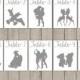 Disney Couple Cards Silhouette Calligraphy (tabel numbers cards wedding) - set of 36 - Digital file