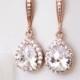 Rose Gold Bridal Earrings Wedding Jewelry Crystal Bridal Earrings Drop Earrings Bridesmaid Gift Bridal Jewelry Rose Gold Earrings