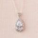 Crystal Bridal Necklace, Rose Gold Wedding Pendant,   Bridesmaid Jewelry, Ariel Bridal Necklace