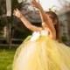 Citrus Yellow, Ivory, and Lime Green Tulle Tutu Flower Girl Dress for Weddings, Pageants, up to 5/6T