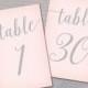 Pink and Silver Wedding Table Numbers 1-30 // Printable Wedding Decor // 5x7, 4x6 Table Numbers Silver, Pink and Gray