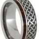 Wedding Sale Titanium And Ironwood Eternity Band With Engraved Celtic Pattern, Wedding Band For Men And Women, Engraved Ring