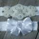 Pearl Garter Set  Rhinestone Wedding Garter Set  Bridal Garter Set  Custom Fit