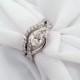 Pear Shaped Diamond Engagement Ring Set 14 Karat White Gold GIA Certified