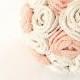 Beige and salmon pink  wedding bouquet bridal bouquet hand crochet with vintage pearls