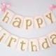 Pink And Gold Birthday Party Decorarations. Ships In 2-5 Business Days. Glitter Gold Happy Birthday Banner