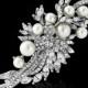 Pearl hair clip wedding bridal crystal swirl leaf ivory pearl wedding hair accessories
