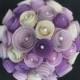 Bridal Bouquet and Groom Boutonniere set, Origami spiral rosette in Purple Shade