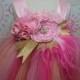 READY TO SHIP for baby to 2T 3T toddler girl pink gold tutu dress w/headband cake smash over the top birthday wedding pageant princess photo
