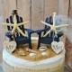 Navy blue-nautical-beach-themed-wedding-cake topper-Adirondack-chairs-beach chairs-miniature-destination-grooms cake-starfish-tropical-decor