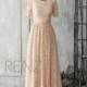 2016 Champagne Bridesmaid dress, Scoop Neck Lace Wedding dress With Sleeves, Long Prom dress, Open Back Formal dress floor length (FL133B)