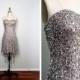 Silver Sequined Dress // Strapless Party Dress // Charcoal Gray Sequin Beaded Mini Dress XS S