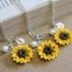 Yellow Sunflower Personalized Initial Disc Necklace by Nikush Studio