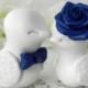 Wedding Cake Topper - Love Birds - Ivory and Navy Blue - Bride and Groom Keepsake - Fully Customizable