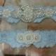 SALE - Bridal Garter, Wedding Garter and Toss Garter - Something Blue with Pearl and Rhinestone - Style G207