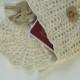Ivory linen purse crochet lace bag for rustic wedding natural flax wallet small travellers bag