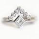 Wedding Set, Diamond Ring Set, Diamond Wedding Set, Wedding Diamond Set, Princess Diamond Ring with V Diamond Wedding Band