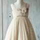 2016 Beige Junior Bridesmaid Dress, Sweetheart neck Ruched Flower Girl Dress, Rosette dress, Puffy dress, knee length (JK010)