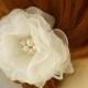 Pure Silk Wedding Hairpiece, Wedding Headpiece Bridal HeadPiece, Bridal Hair Flower Bridal Hair Accessory Swarovski Crystal Freshwater Pearl