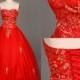 Unique Red A line Embroidery Wedding Gown/Red Sweetheart Bridal Dress/Long Prom Dress/Evening Dress/Princess Ball Gown DH486
