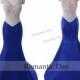 2016 Royal Blue Dress Mermaid Prom Party Dresses Evening Gowns Beaded Crystal Formal Gown 0527