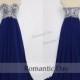 Sexy Sweetheart Rhinestone Sequins Royal Blue Long Prom Dresses/Prom Party Dress/Chiffon Dress Custom Made 0423