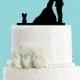 Couple Kissing with Yorkie Dog Wedding Cake Topper