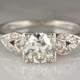Early 1920s .95ctw Late Edwardian / Art Deco Old European Cut Diamond and Platinum Engagement Ring with Single Cut Accents R728