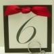 Wedding Table Numbers Layered 5x5 Square Shape with an Elegant Satin Bow Prepared in all of my Colors for Your Wedding Reception Decoration