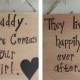 REVERSIBLE ring bearer sign, flower girl sign, custom wedding sign - Daddy Here Comes Your Girl They Lived Happily Ever After