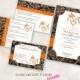 Wedding Invite Set TEMPLATE Instant Download printable (kissing deer with heart camo 5X7 with 3 cards) orange Just add your info and print!