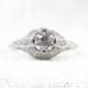 Art Deco Platinum Diamond Engagement Ring .77 Carat