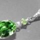 Peridot Green Crystal Necklace Swarovski Peridot Oval Necklace Light Green Rhinestone Sterling Silver Necklace Wedding Light Green Jewelry