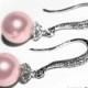 Pink Pearl Earrings Rosaline Pearl Small Earrings Blush Pink Drop Pearl Earrings Swarovski 8mm Pearl Sterling Silver CZ Wedding Earrings