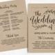 Printable Wedding Program, Wedding Program Template, Kraft Paper Program, Instant DOWNLOAD, Cheap DIY rogram, EDITABLE Text, 5x7