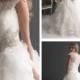 Cap Sleeves Ruffled Layered Ball Gown Wedding Dresses with Ruched Band