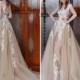 Gorgeous Ange Etoiles Lace Wedding Dresses 2016 Detachable Train Champagne Sheer Cap Sleeve Illusion Bodice Overskirt Bridal Gowns Ball Online with $115.45/Piece on Hjklp88's Store 