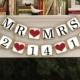 MR MRS Save The Date Banner - Wedding Garland - Sign - Photo Booth Props
