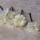Ivory Wedding Small Flower Hair Pins -  Ivory Cream Bridal Hair Pins - Pearl Center Flowers - Six Bobby Pins