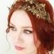 Golden leaf crown, bridal hair adornment, grecian crown, woodland headpiece, natural tiara, forest crown, whimsical wedding hair accessories