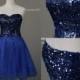 Royal Blue Sweetheart Beading A Line Short Prom Dress/Short Beading Prom Dresses/Short Party Dress/Homecoming Dress/Royal Prom Dress DH199