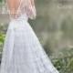Romantic Boho Wedding dress from Chiffon, Italian Lace ,Open V-back wedding dress Romantic and Dreamy Wedding Dress