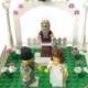 Lego Harry Potter Wedding Cake Topper Bride Groom Ron Weasley Hermione Grainger Dumbledore Minifigures White Arch Picket Fences Flowers Etc.