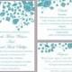 DIY Wedding Invitation Template Set Editable Word File Instant Download Printable Teal Invitation Elegant Flower Wedding Invitation