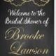 Welcome Bridal Shower printable decor, Modern chalkboard style, Bridal shower decorations, Wedding decorations, DIY, Golden glitter