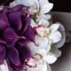Silk Purple Calla Lilies and Off White Cymbidium Orchids Bouquet Ready to Ship Wedding Natural Touch Flowers