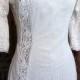 Vintage French Edwardian Style Long White Ivory Summer Garden Party Dress with Intricate Crochet Lace Inserts & Pintuck Details