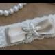 Wedding Garter, Bridal Garter, Vintage Wedding, Ivory Lace Garter, Crystal Garter